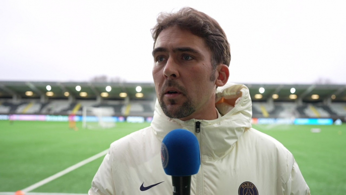 PSG Feminines coach Jocelyn Precheur and Katarzyna Kiedrzynek preview UEFA Womens Champions League quarter-final 1st leg against BK Hacken