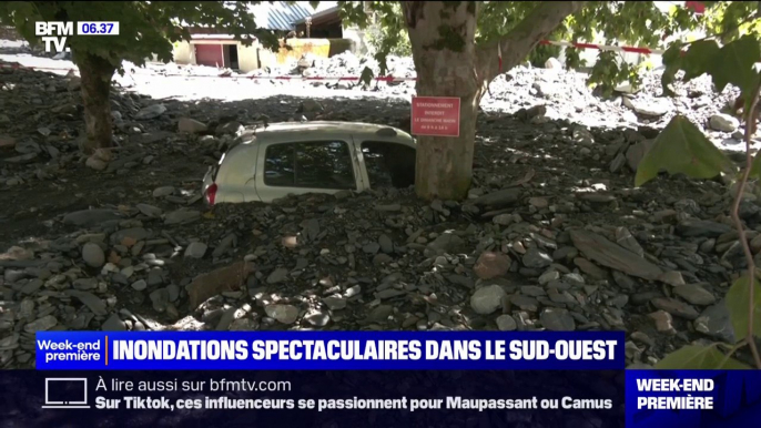 Après de fortes inondations, les dégâts sont considérables dans la vallée d'Aspe (Pyrénées-Atlantiques)