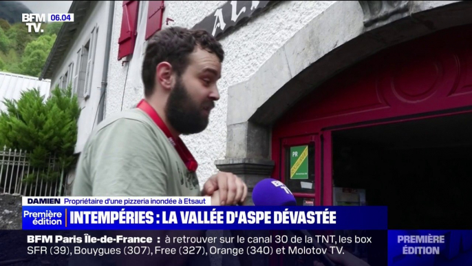 Après de fortes intempéries dans la vallée d'Aspe (Pyrénées-Atlantiques), l'heure est au nettoyage