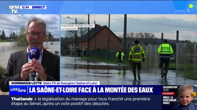 Dominique Lotte (maire PS de Gueugnon en Saône-et-Loire): "La décrue s'amorce seulement, c'est très limité"