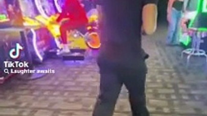 Man almost lives to regret pranking this man in the arcade