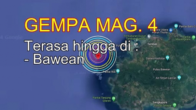 Update Gempa bumi hari ini mag 4. Pusat gempa berada di laut 135 km timur laut Tuban Jawa Timur