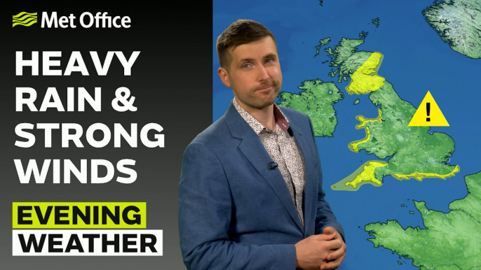 Met Office Evening Weather Forecast 08/04/24 - Heavy rain and strong winds