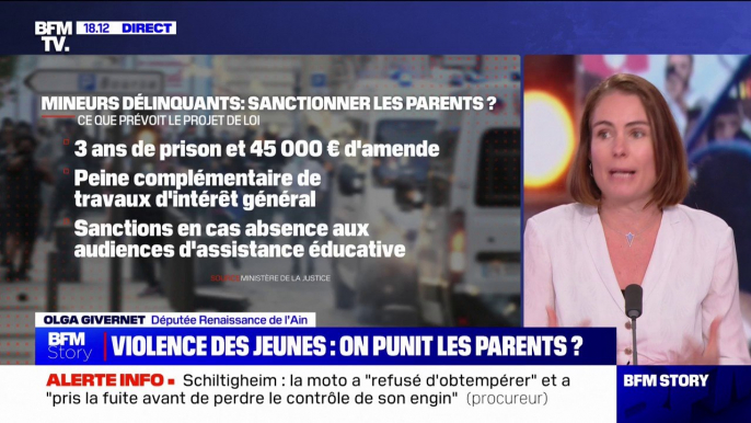 Olga Givernet (députée Renaissance de l'Ain) sur les mineurs délinquants: "La mission éducative que nous avons ne pourra pas se faire sans les parents"