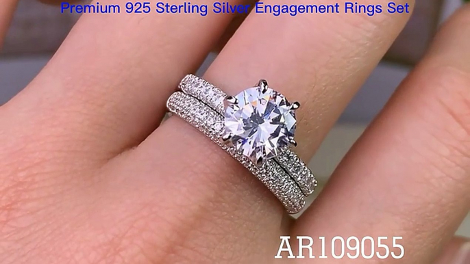 2 piece 925 engagement ring set newshe wedding gold ring for men and women silver ring set PRODUCTS