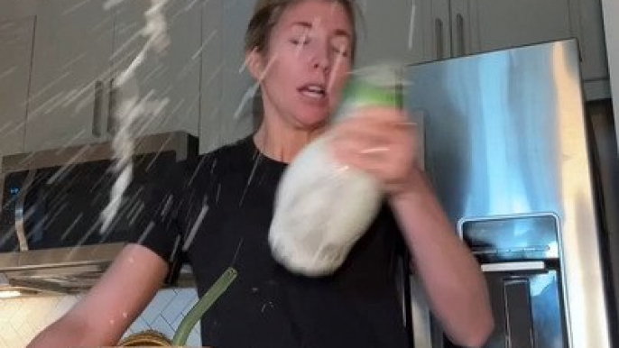 Almond Milk Goes Everywhere as Woman Shakes Open Bottle