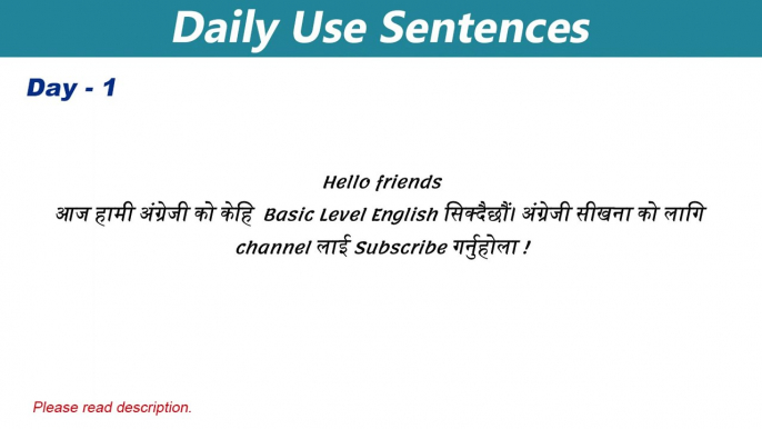 Daily Use Nepali Meaning Basic to Advance Conversation Sentences for Beginner Level अंग्रेजी बोलौं