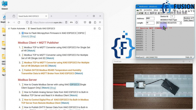 How to Create Modbus TCP/IP Server or Device using Seeed Studio XIAO ESP32C3 | IoT | IIoT |