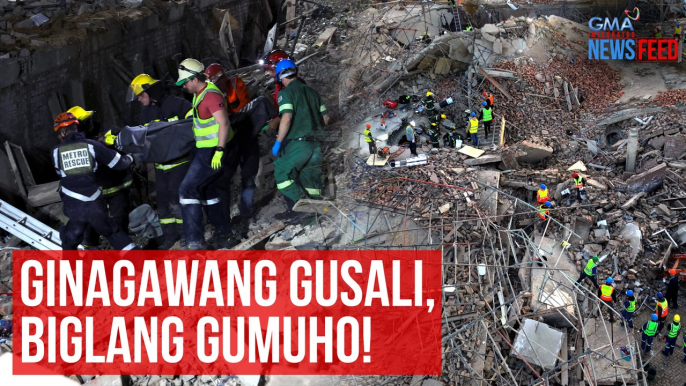 Ginagawang gusali, biglang gumuho! | GMA Integrated Newsfeed