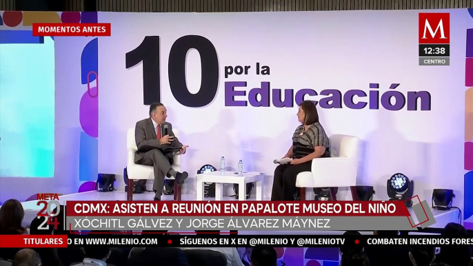 Xóchitl Gálvez y Jorge Álvarez Máynez presentan propuestas educativas en Papalote Museo del Niño