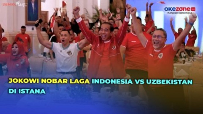 Momen Presiden Jokowi Bersama Para Menteri Nobar Laga Indonesia vs Uzbekistan di Istana