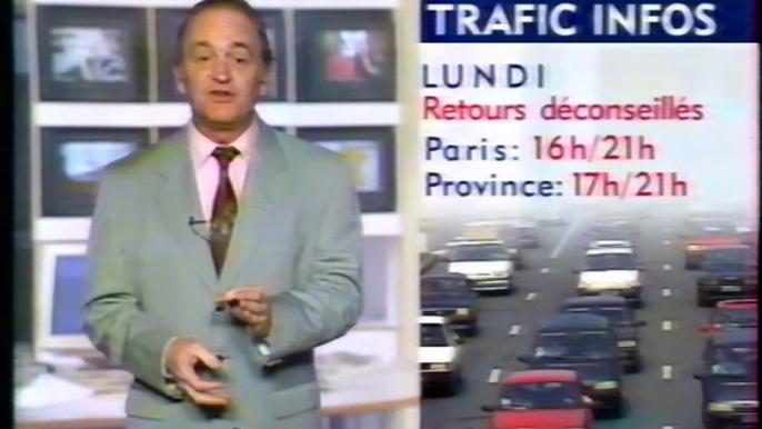 TF1 - 30 Avril 1995 - "Trafic Infos" (Alain Gillot-Pétré), pubs, début "Ciné Dimanche"