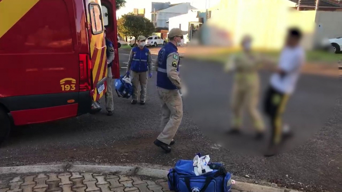 Homem é socorrido pelo Siate após cair de bicicleta no Pioneiros Catarinenses