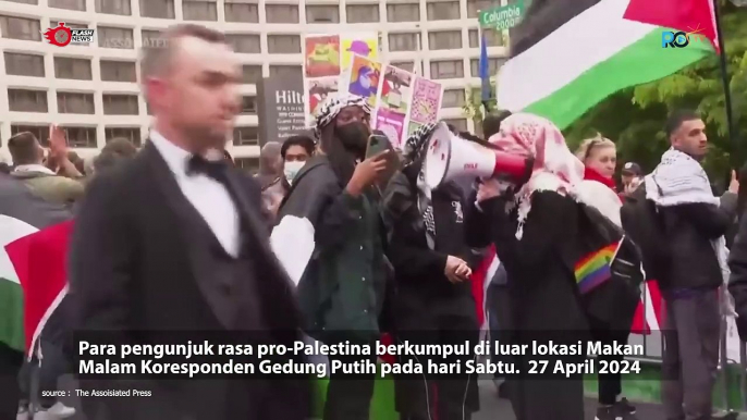 pengunjuk rasa pro palestina di White House correspondents' dinner