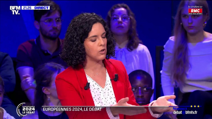 Débat sur BFM TV - Raphaël Glucksmann, Tête de liste du  PS, demande à Manon Aubry de la France Insoumise de "lui lâcher les baskets" : "Le problème c'est l'extrême droite à 40, pas moi !"