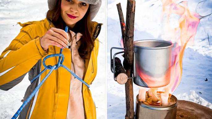 ❄️Winter camping hacks to stay warm & cozy  #lifehacks