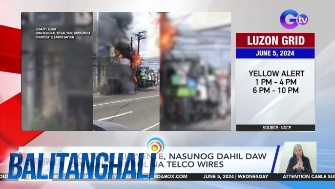 Poste ng kuryente, nasunog dahil daw sa buhol-buhol na telco wires | Balitanghali