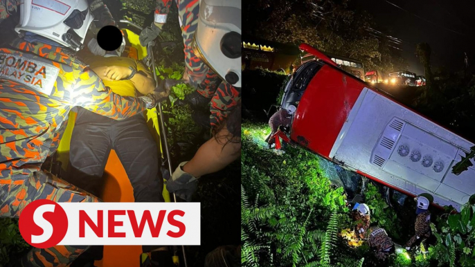 Bus carrying 19 people plunges into ravine in Lahad Datu