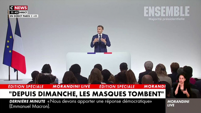 Législatives: Emmanuel Macron estime que "les masques tombent" et dénonce "des alliances contre nature aux deux extrêmes" - "Je ne veux pas donner les clés du pouvoir à l'extrême droite en 2027"