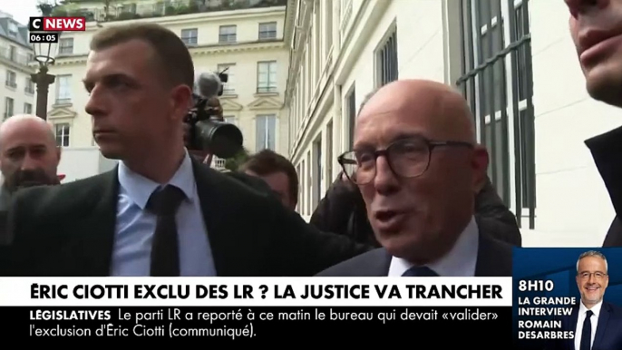 Eric Ciotti : La justice examine à 11h le recours déposé par Eric Ciotti qui affirme être toujours le Président des Républicains, dénonçant "le coup de force du bureau politique