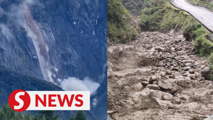 Landslides on Mt Kinabalu after continuous heavy rain