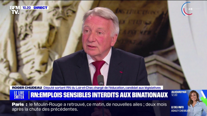 Roger Chudeau (RN): "Tout ce qui relève de la souveraineté nationale ne peut être exercé que par des citoyens français"