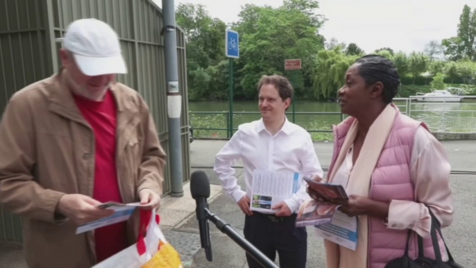 À Andrésy et Conflans-Sainte-Honorine (Yvelines), Babette de Rozières (LR/RN),  Nadia Hai (Renaissance) et Aurélien Rousseau (Nouveau Front populaire) en campagne pour les législatives