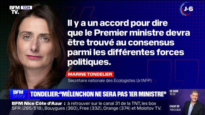 Pour Marine Tondelier, secrétaire nationale des Écologistes, Jean-Luc Mélenchon "ne sera pas Premier ministre" en cas de victoire du Nouveau Front populaire