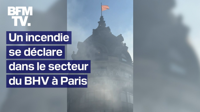 Un incendie se déclare dans le secteur du BHV Marais à Paris