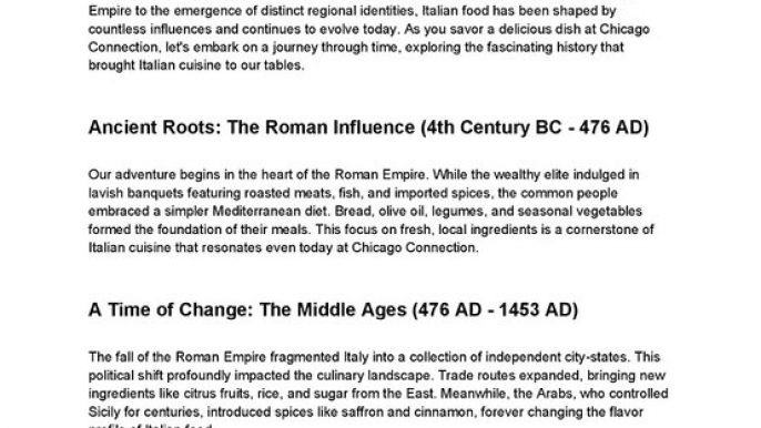 A Culinary Journey Through Time_ Exploring the History of Italian Cuisine with a Taste of Chicago Connection