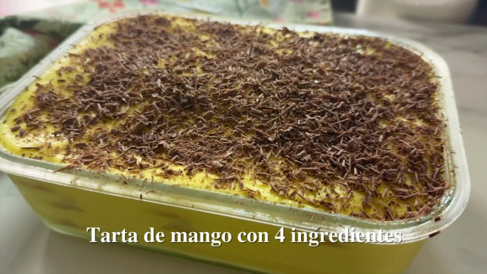 Tarta de mango con 4 ingredientes