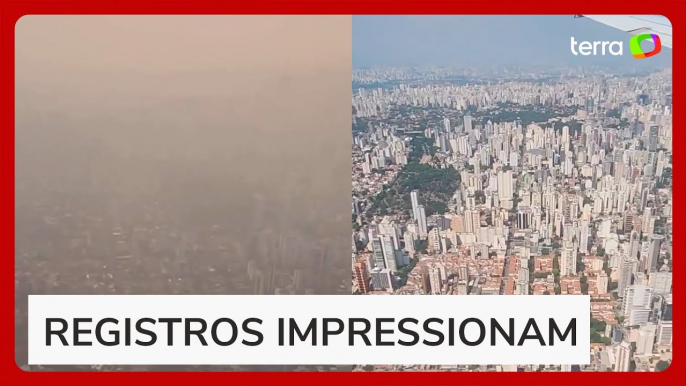 Imagens aéreas mostram antes e depois de fumaça das queimadas em São Paulo