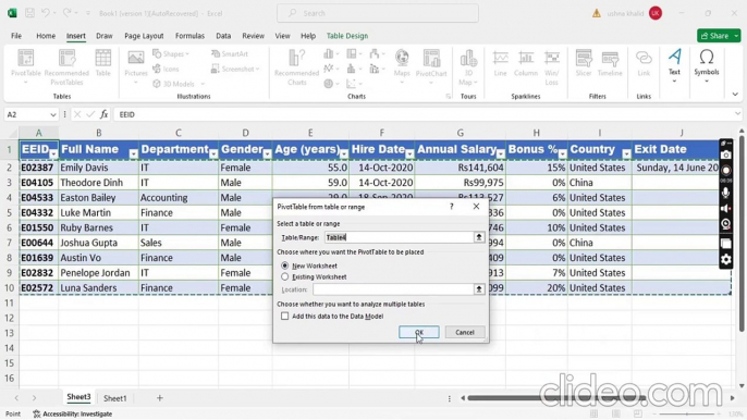 MS Excel _ Style as Table _ Pivot Tables _ Pivot Charts