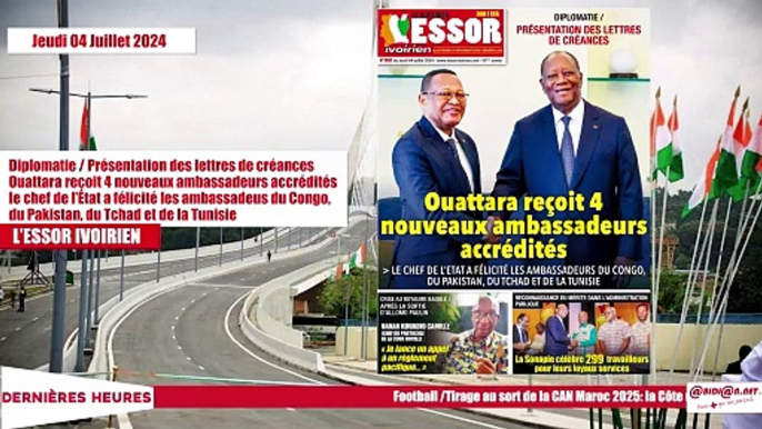 Titrologue du 04 Juillet 2024 Diplomatie : Ouattara reçoit 4 nouveaux ambassadeurs accrédités