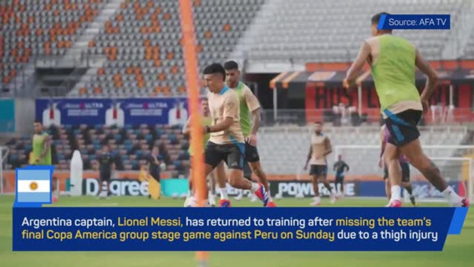 Messi back in training ahead of Ecuador clash