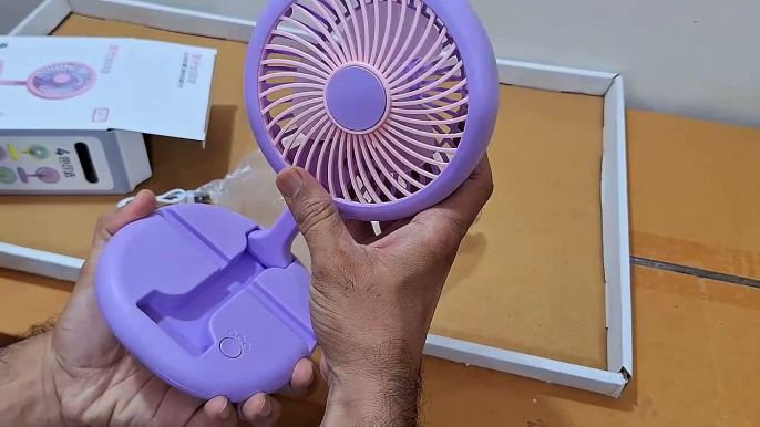 Unboxing and Review of Rechargeable 4 inch Mini Desktop Electronic Air Cooling Fan USB FANS Led light Cordless Air Cooling Handheld Mini Fan