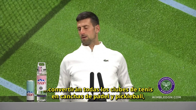 Djokovic preocupado por el avance del pádel y el cricket en el mundo: "En una cancha de tenis se pueden construir tres canchas de pádel"