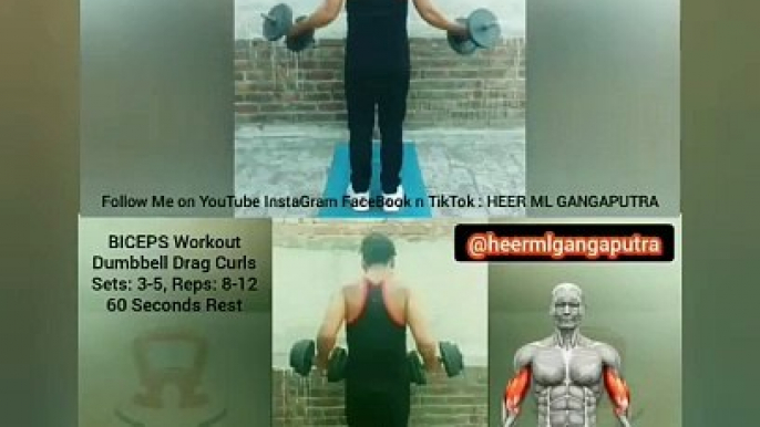 4 Best BICEP Exercises with DUMBBELLS at Home & Gym  #heermlgangaputra #naturalbodybuilding #fitness #workout #muscle #training #tips #viral