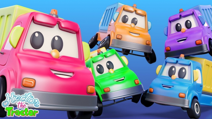 Five Little Garbage Trucks Song + More Vehicle Cartoon Rhymes for Kids