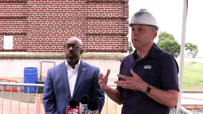 Buffalo Water Chairman OJ McFoy discusses the initiation of operations to install equipment necessary for the fluoridation process near the filtration plant at the Colonel Ward Pumping Station in Buffalo