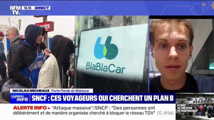 Sabotages sur le réseau SNCF: "On a enregistré trois fois plus de réservations en covoiturage et en bus", déclare le porte-parole de Blablacar