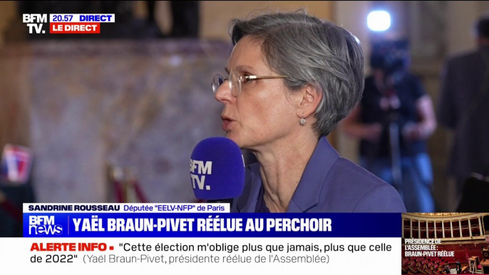 Yaël Braun-Pivet réélue à la présidence de l’Assemblée: "On va étudier toutes les voies possibles de recours contre cette élection", annonce Sandrine Rousseau (députée EELV-NFP de Paris)