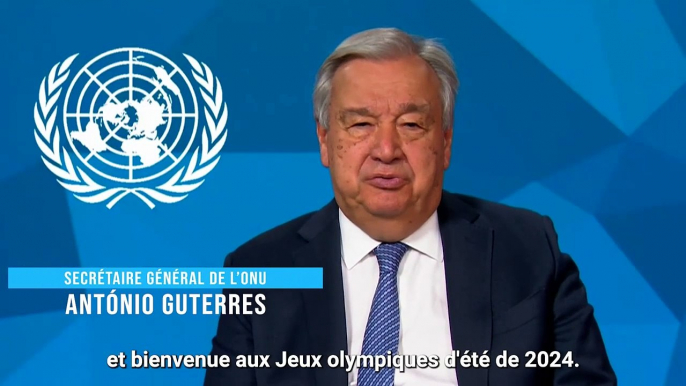 Le secrétaire général de l'ONU appelle à "déposer les armes" à travers le monde à l'occasion des jeux Olympiques de Paris, dans un message vidéo qui sera diffusé lors de la cérémonie d'ouverture vendredi