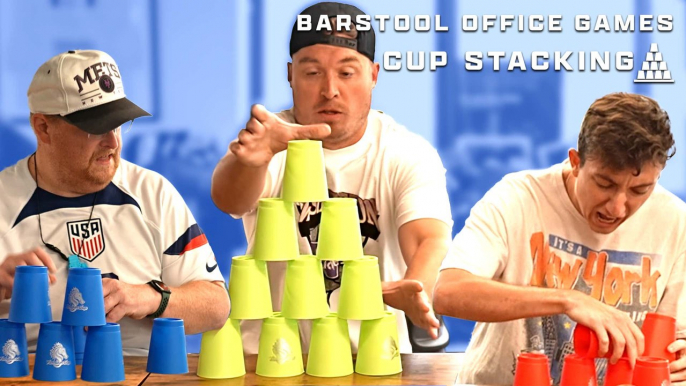 Employees Compete in Intense Cup Stacking Competition - Barstool Office Games Ep 4