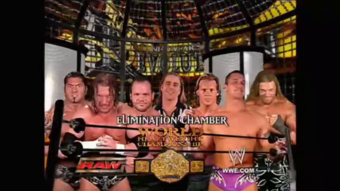 WWE New Year's Revolution 2005 - Triple H vs Edge vs Chris Jericho vs Batista vs Chris Benoit vs Randy Orton (Elimination Chamber Match, World Heavyweight Championship)