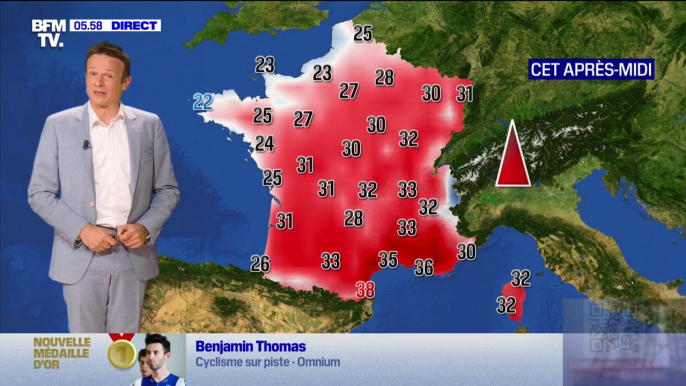 Toujours six départements en vigilance orange canicule dans le sud-est du pays, alors que le nord sera traversé par de faibles précipitations ce vendredi