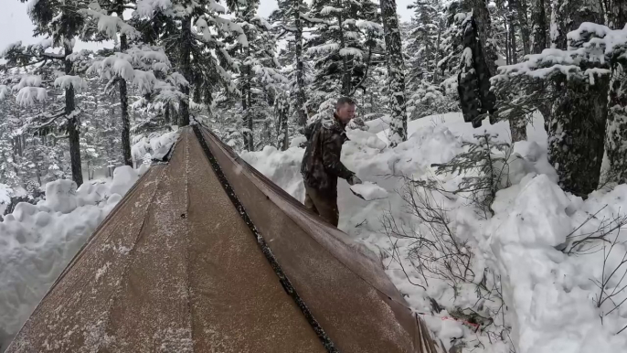 Hot Tent Camping in CRAZY Blizzard (Rescuing Trapped Drivers & Almost Getting Trapped My Self) [PGKT7SbZcHU]