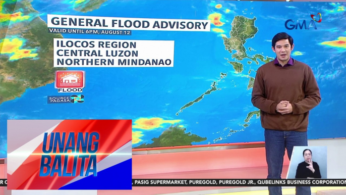 General flood advisory, itinaas ng PAGASA sa ilang bahagi ng bansa - Weather update today as of 7:08 a.m. (August 12, 2024) | Unang Balita