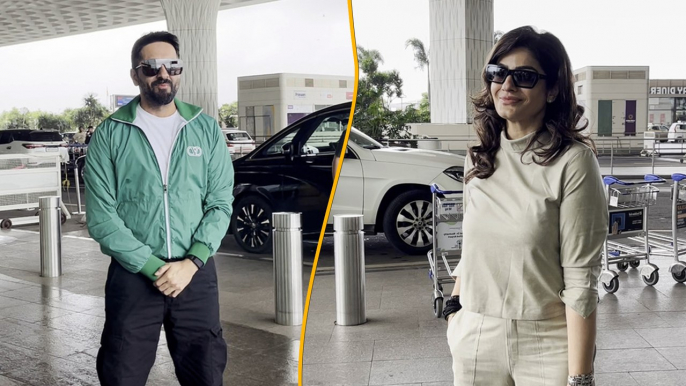 Starry Scenes As Ayushmann Khurrana & Raveena Tandon Get Clicked In Style At The Mumbai Airport