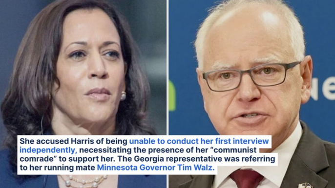 Marjorie Taylor Greene Calls Kamala Harris 'Weak And Incompetent' For Needing 'Communist Comrade' Walz To Hold Her Hand During Interviews